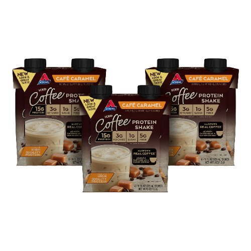 Atkins Iced Coffee Café Caramel Protein-Rich Shake, with Coffee and Protein, Keto-Friendly and Gluten Free (12 Shakes) - $50.01 ($1.28 / 100 ml)