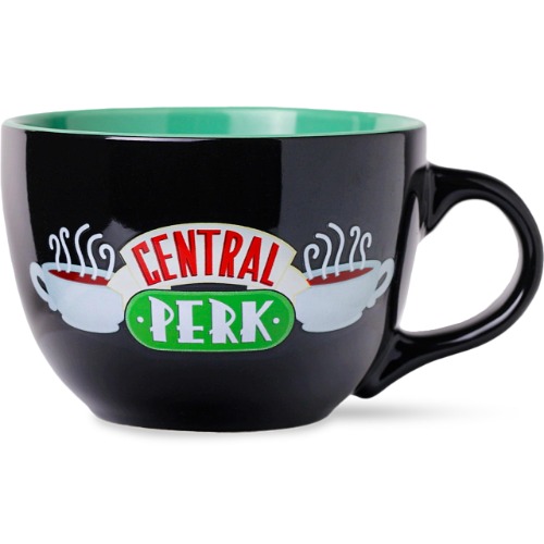 Silver Buffalo Friends Central Perk Black Ceramic Mug Oversized for Coffee, Soup, 24 Ounces - 24oz Friends Central Perk - 24oz Friends Central Perk