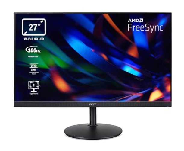 Acer CBA272H Monitor 27 Zoll (69 cm Bildschirm) Full HD, 100Hz HDMI, 75Hz VGA, 4ms (GTG), HDMI 1.4, VGA, höhenverstellbar, drehbar, FreeSync, Schwarz - 27 Zoll - 100Hz