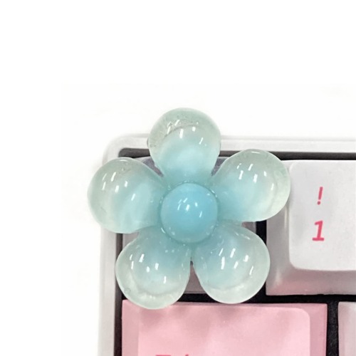 FKZ Cute Flower-Shape Keycap,Custom Keycap 1pc,OEM R4 Profile Translucent Keycap-DIY Your Mechanical Keyboard,Cute Shine-Through Keycap (Blue) - Blue