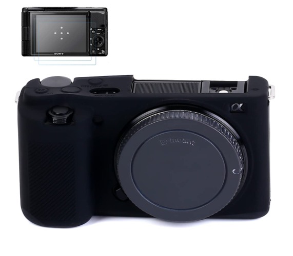 Pocoukate Camera Case for Sony ZV-E10 / ZV-E10L, Vlog Style Alpha ZV-E10 ZV-E10L Digital Camera Anti-Scratch Slim Fit Soft DSLR Camera Sleeve with Screen Protector (Black) - Black