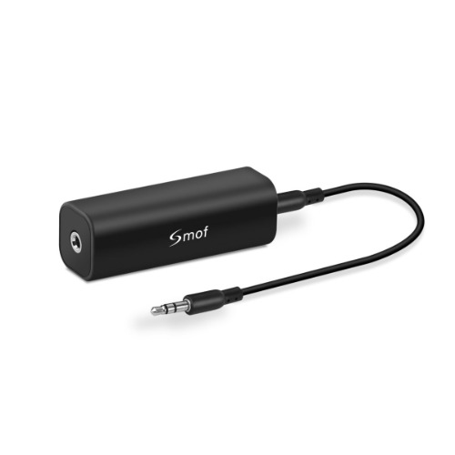 Smof Ground Loop Noise Isolator for Car Audio/Home Stereo System (Eliminate The Buzzing Noise Completely) with 3.5mm Audio Cable, Black
