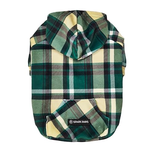 Dog Hoodie - Green Plaid - M
