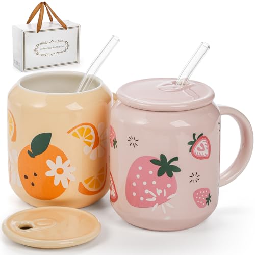 Noamus 2 Pack Cute Ceramic Mugs