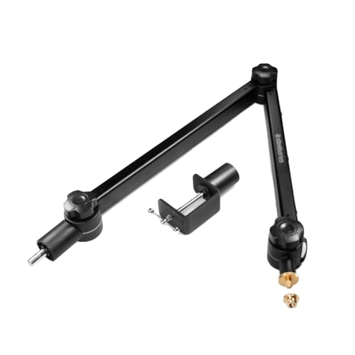 SteelSeries Alias/Alias Pro Mic Boom Arm — For Gaming, Streaming, and Podcasting — 360° Rotation — Desk Clamp — Folding Scissor Design — Hidden Springs — Cable Management — 3/8" and 5/8" Adapters - Boom Arm