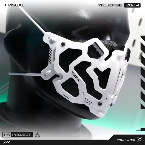 Armored Mask Cover Futuristic Mecha White MK-TS04C