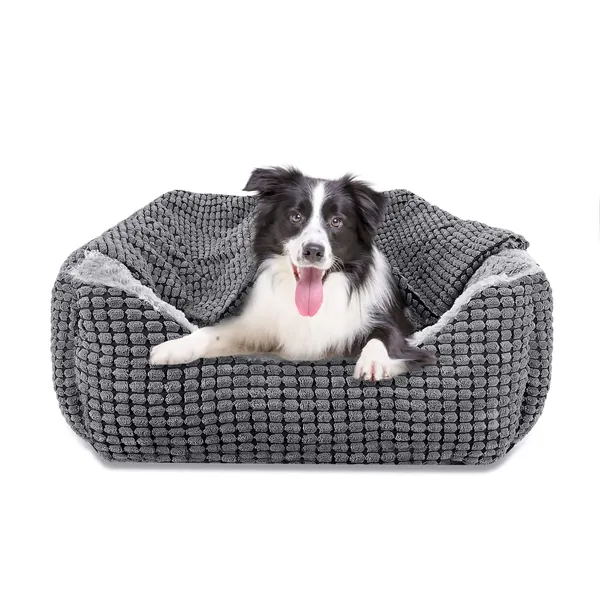 JOEJOY Rectangle XL Dog Bed Warm Hooded Dog Bed, Luxury Super Soft Pet Cave Bed Washable, Fits Up To 20/30/40/60lbs Pets