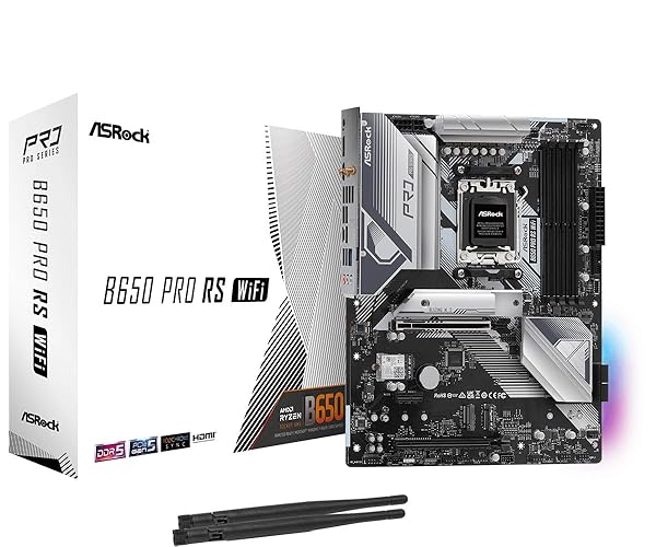 ASRock B650 Pro RS WiFi 6E AMD Ryzen Socket AM5 DDR5 7200+ (OC) MHz 256 GB ATX Motherboard SATA3 6.0 Gb/s M.2 - B650 Pro RS