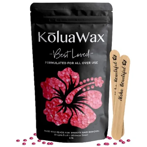 Hard Wax Beads for Hair Removal – All in One Body Formula – Our Most Versatile Wax for Face, Bikini, Legs, Underarm, Back and Chest – Large 1lb Refill Pearl Beans for Wax Warmers – Pink Best Loved by KoluaWax