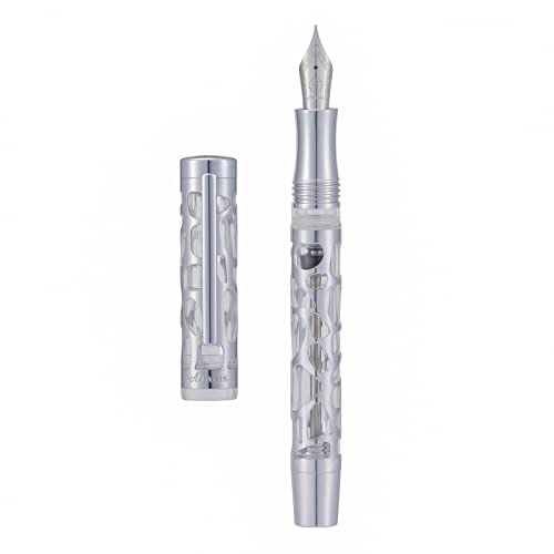 Asvine V169 Vacuum Filling Fountain Pen Fine Nib, Water Drop Skeleton Transparent Acrylic Pen Case Set - Transparent - Fine Point