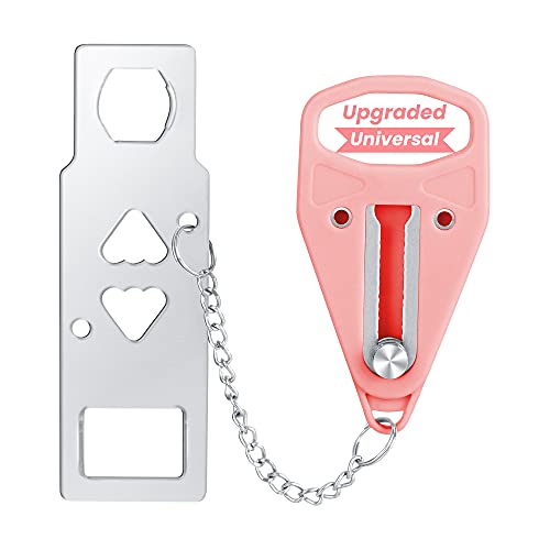 AceMining Portable Door Lock Home Security Door Locker Travel Lockdown Locks for Additional Safety and Privacy Perfect for Traveling Hotel Home Apartment College-Pink(1 Pack) - 1 Pack
