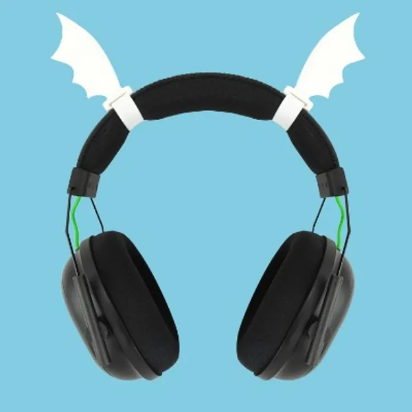 Halloween Bat Wings Headphone Attachment, Bat Devil Horns Headband Headset Decor, Cosplay Props Bat Wing Accessory for Halloween Christmas Dress Up Accessories, White