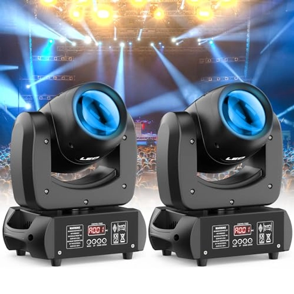 U`King 150W Moving Head DJ Lights Rotating Prism Stage Light RGB Plus Open LED Beam Lighting Spotlight with Sound Activated and DMX Control for Wedding Parties Church Live Show Disco Bar (Set of 2) - Set of 2