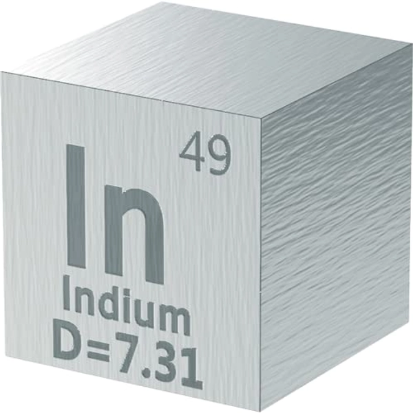 Indium Cube - Metal Element Cubes - Laser Engraved Density Cube Set for a Periodic Table of Elements Collection - (Indium, 1 inch) - 1 inch (25.4mm) - Indium - 1