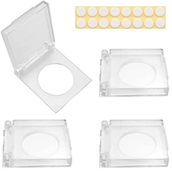 ITROLLE Push Button Cover 4PCS 19mm Adhesive Flat Power Switch Coves Safety Guard Plastic Pushbutton Cap with 16PCS Transparent Double-Sided Colloidal Particles