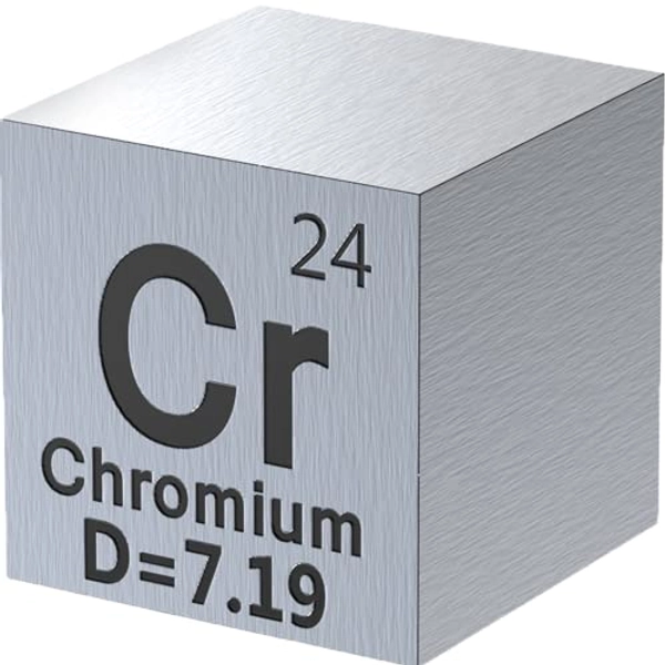 Chromium Cube - Metal Element Cubes - Laser Engraved Density Cube Set for a Periodic Table of Elements Collection - (Chromium, 1 inch) - 1 inch (25.4mm) - Chromium - 1