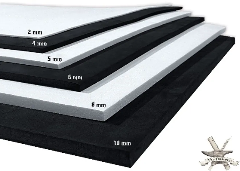 EVA Foam Cosplay - 5mm (2mm to 10mm) - Black or White - 14" x 39" Sheet - Ultra High Density 85 kg/m3 - by The Foamory