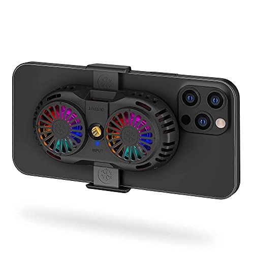 SakuraClub Semi-Conductor Phone Cooler, Cellphone Radiator with Dual Cooling Chip, Cooling Case for iOS/Android Phones, Fit for Mobile Gaming, Video Streaming, Car Driving (Need to Be Plugged in) - Bright Black