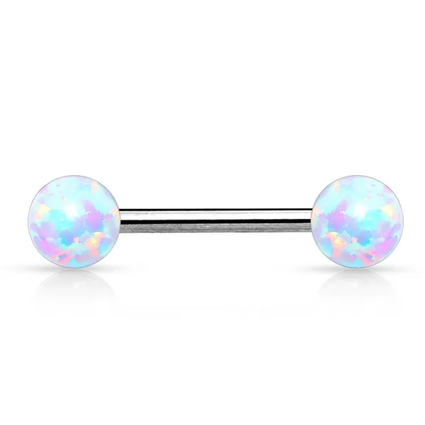 Dynamique 14G Internally Threaded Synthetic Opal Balls 316L Stainless Steel Nipple Bar - Ball: 6mm; Opal White; One Piece