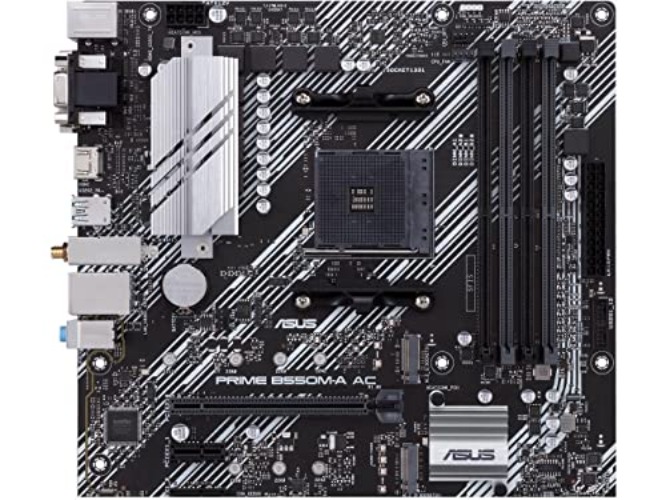ASUS Prime B550M-A AC AMD AM4 (3rd Gen Ryzen™) Micro ATX Motherboard (PCIe 4.0, WiFi, ECC Memory, 1Gb LAN, HDMI 2.1/D-Sub, 4K@60HZ, Addressable Gen 2 RGB Header and Aura Sync) - mATX - PRIME B550M-A AC
