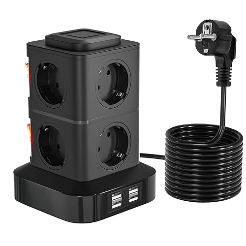 OLEKE 12 en 1 Multiprise Electrique 8 Prises et 4 USB-C (Max 5V/3.1A)