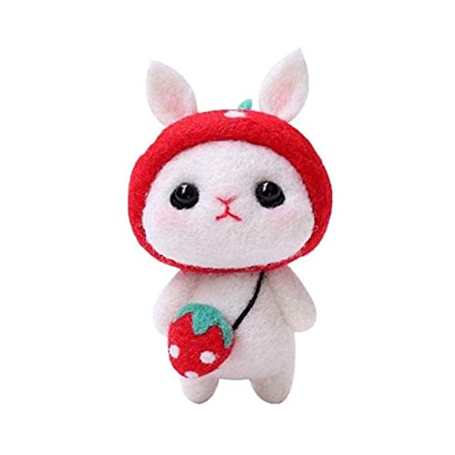 BAIWANLCH Needle Felting Kit Beginner Felt Animals Strawberry Bunny Felting Starter Wool Felting Kit Doll Making Supplies for Making DIY Felting Doll Craft