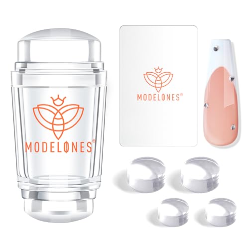 Modelones French Tip Tool- 6Pcs Nail Stamp French Manicure Kit French Nail Tool Suitable for DIY together with Gel Nail Polish Acrylic Nail Kit Nail Tips - B-French Tip Nail Stamp