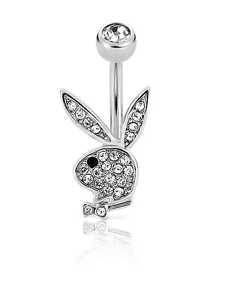 Clear CZ Playboy Bunny Belly Ring - 14 Gauge