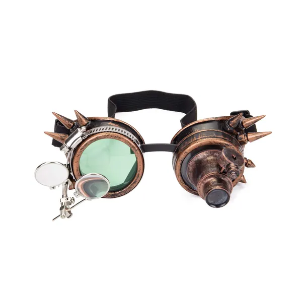 ZAIQUN Vintage Glasses Rave Crystal Prism Personality Steampunk Goggle with Double Loupe
