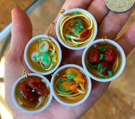 Miniature Ramen Noodle Earrings
