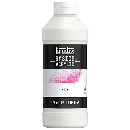 Liquitex BASICS Gesso Surface Prep Medium, 473ml (16-oz) Bottle, White - 16-oz