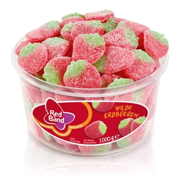 Red Band - Wilde Strawberries Sour Winegums - 100 piece tub