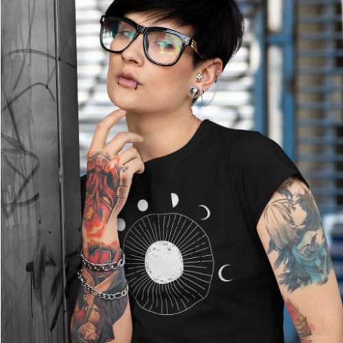 Moon Phase Women's T-Shirt - XL / Black
