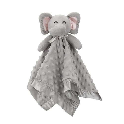 Pro Goleem Elephant Security Blanket, Soft Lovey Unisex Lovie Baby Gifts for Newborn Boys and Girls Snuggle Toy Stuffed Animal Grey 16 Inch - A Grey Elephant