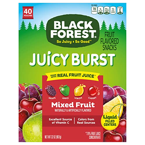 Black Forest Fruit Snacks Juicy Burst, Berry Medley, 0.8 Ounce (40 Count), Berry Mix, 32 Ounce
