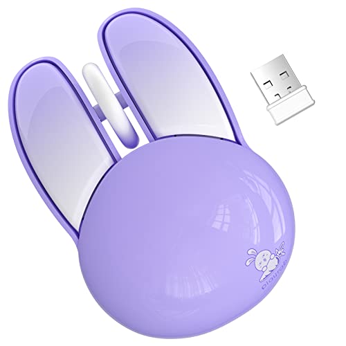 KNOWSQT Bunny Wireless Mouse Purple, 2.4G Silent Rabbit Mice with USB Receiver - for Windows Laptop PC Mac Desktop Gaming - Purple