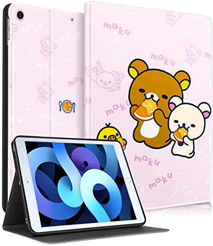 Trendy Fan for iPad 9th/8th/7th 10.2 inch Generation Case for Kids Girls Teen Boys Women Cute Cartoon Kawaii Design Covers Slim Stand Folio Smart Fashion Funny for Apple i Pad 9/8/7 2019 Gen,Pink - Pink Brown Bear