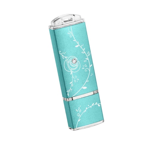 TCELL Natural Beauty 64GB USB 3.0 Flash Drive Decorated with Swarovski Elements Crystal Tiffany Blue for Women Student Office Gift, Blue USB Stick - 64GB Tiffany Blue