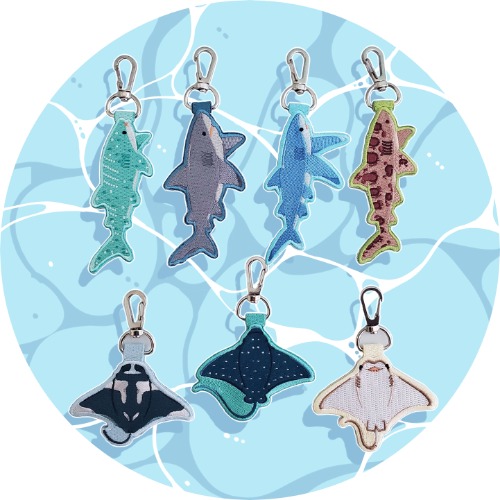 Elasmobranchs! Embroidered Keychains - Great White Shark