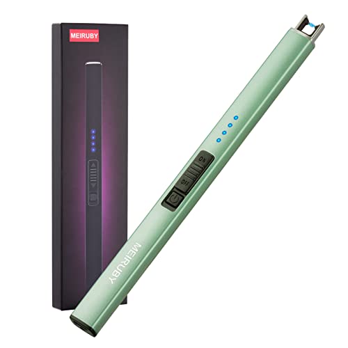 MEIRUBY Lighter Electric Candle Lighter Christmas Stocking Stuffers Gifts for Women Men Adults Rechargeable USB Arc Lighters for Candle Camping Family Christmas Birthday Gifts for Men Women Mom Wife - Green