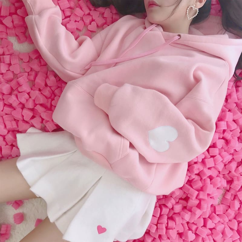 Pink/White Hoodie Thick Pullover EG13203 | Pink / XL
