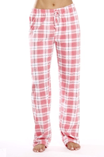 Just Love 100% Cotton Jersey Women Plaid Pajama Pants Sleepwear - Large Coral - Plaid