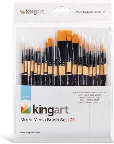 KINGART™ Mixed Media Brush Set, Set of 21 - Set of 21 Black
