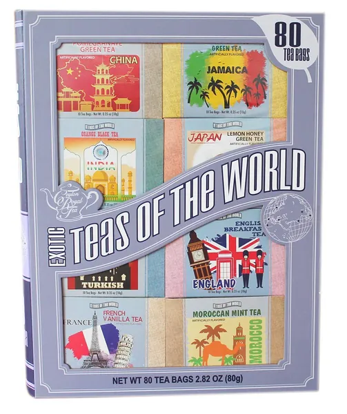 Ceylon Royal Tea Exotic Teas of The World Gift Set, 80 Tea Bags, 8 Different Flavors 80 Count (Pack of 1)