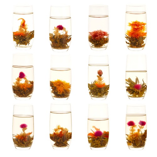 LWXLJMJZC－12pcs Individually Wrapped Blooming Tea，Jasmine Flowering Tea, Green Tea with Flowers - 12pcs blooming flower green tea
