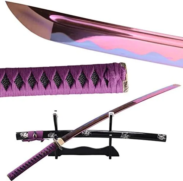 Amazon.com : Handmade Noble Purple Blade Samurai Katana Sword Full Tang Real Sharp : Sports & Outdoors