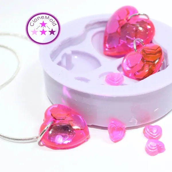 Heart Pendant Earring Mold With Hole Silicone Rubber