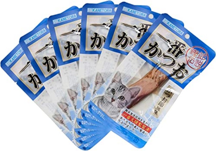 Cat Snacks - Natural Cat Treats Portable Pet Treats Nutritious and Delicious 0.8 Ounces Cat Food Dry Easy to Digest Suitable for All Cats Pack of 6 (Bonito) - Bonito