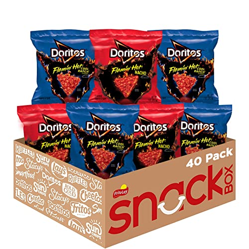Doritos Flamin Hot Nacho and Flamin' Hot Cool Ranch Variety Pack, 1oz Bags (40 Pack) - Flamin' Hot & Cool Ranch