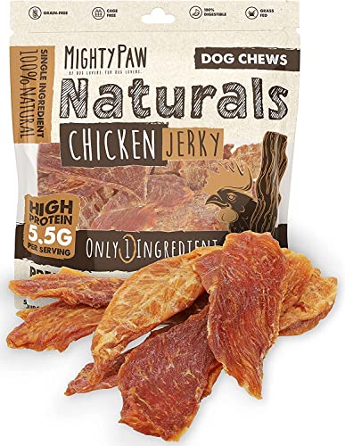Mighty Paw Naturals Chicken Jerky for Dogs | Chicken Jerky Dog Treats for Small Dogs, Medium Pets and Large Breeds. Natural Dog Treats for Large Dogs, and Puppies. Dried Chicken Dog Jerky Treats 14 oz - Chicken - 14oz